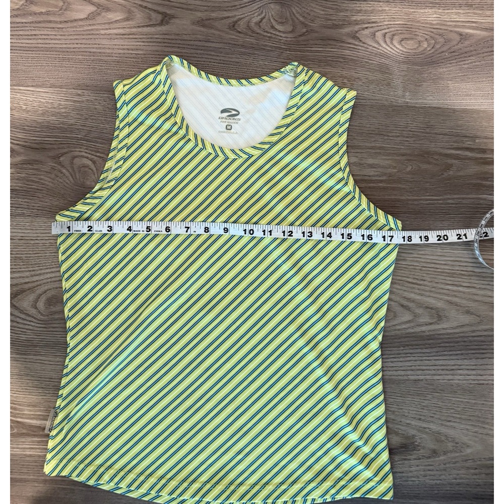 Brooks Green Stripe Running Tank Top Women's size Medium - Picture 7 of 8